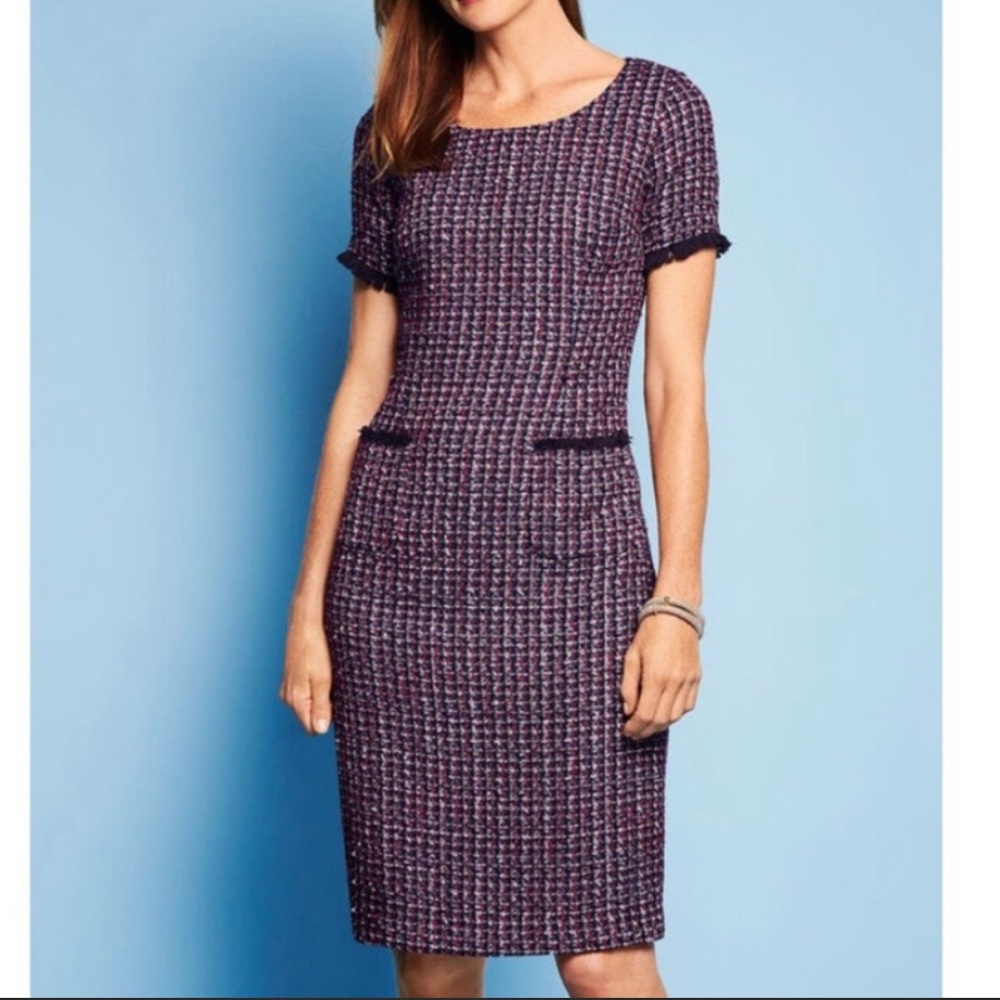 New TALBOTS tweed fringe dress size 4